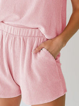 Round Neck Sleeveless Top and Shorts Set - Trendsi - Flyclothing LLC
