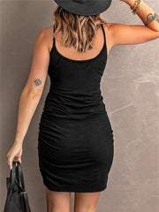 Ruched Scoop Neck Mini Cami Dress - Trendsi