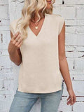 Lovelet Ribbed V-Neck Slit Sweater Vest - Trendsi - Flyclothing LLC