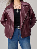 Zip Up Drop Shoulder Jacket - Trendsi