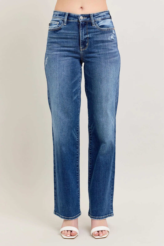 Judy Blue Full Size High Waist 90's Straight Leg Jeans Plus Size - Trendsi - Flyclothing LLC