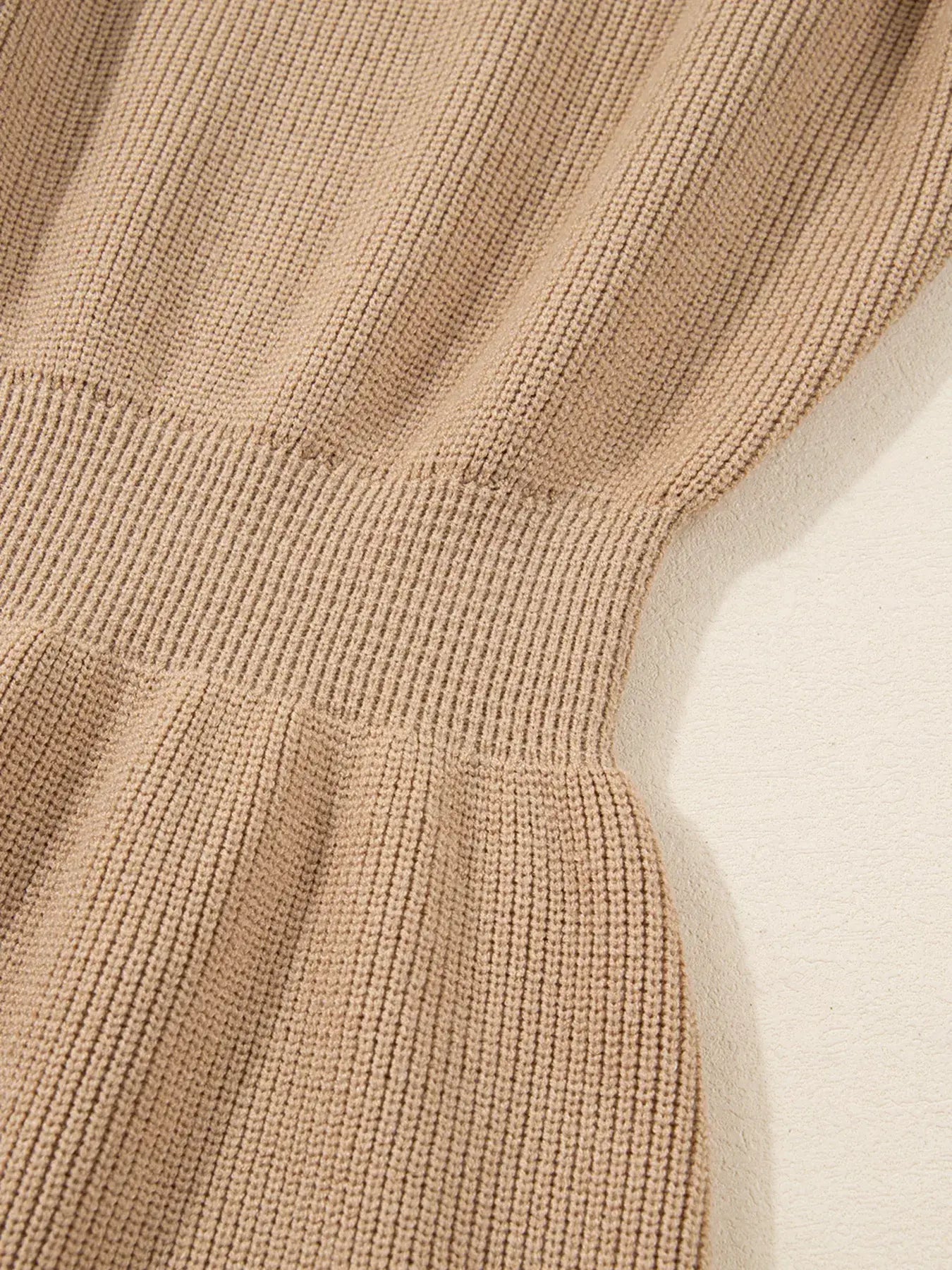 Pearl Embellished Keyhole Ribbed Sweater Dress - Trendsi - Flyclothing LLC