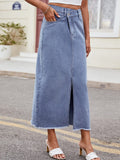 Slit Asymmetrical Waist Denim Skirt - Trendsi