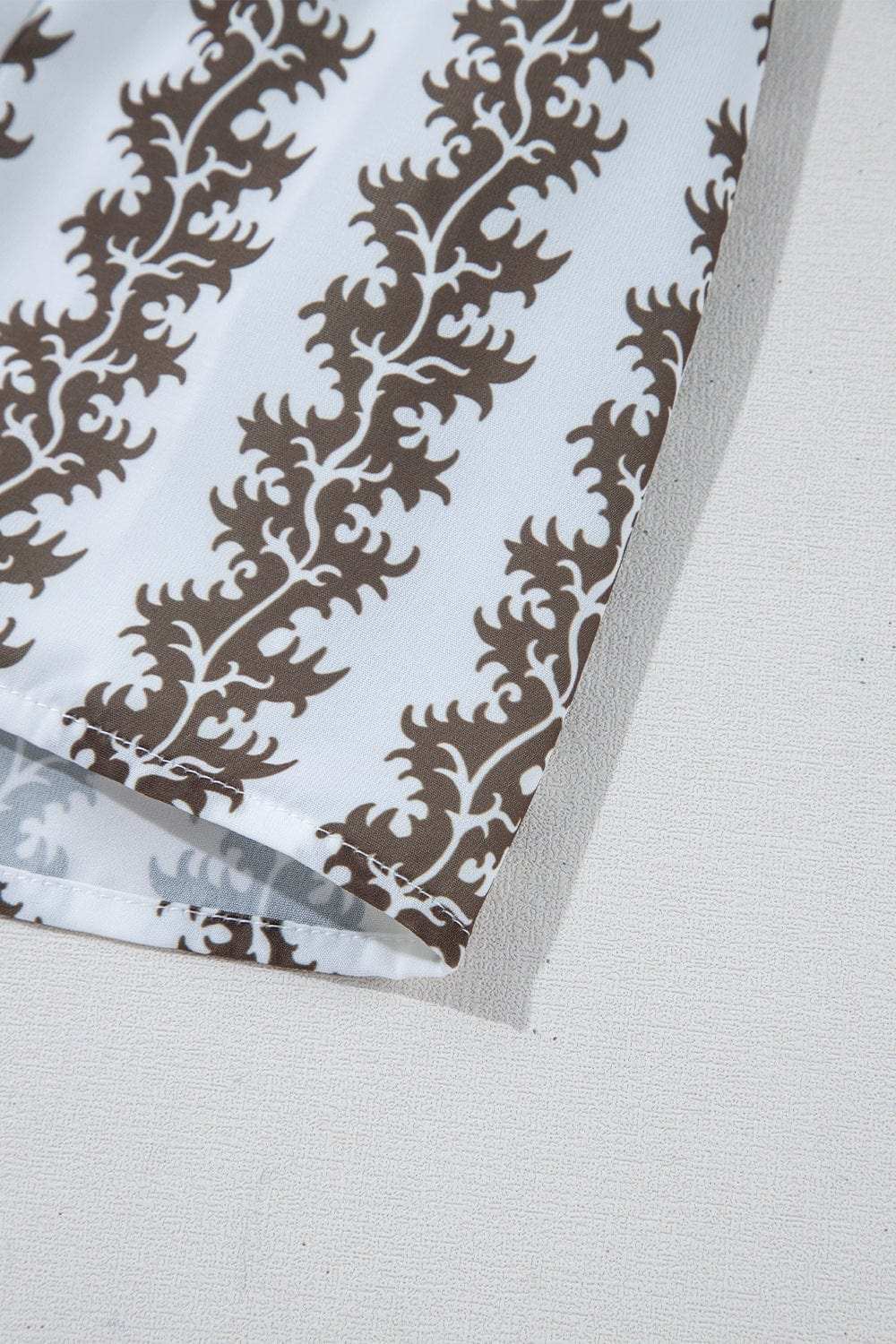 Printed Notched 3/4 Sleeve Mini Dress - Trendsi - Flyclothing LLC