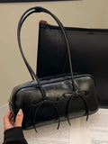 PU Leather Bow Trim Shoulder Bag - Trendsi - Flyclothing LLC