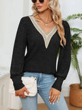 V-Neck Long Sleeve T-Shirt - Trendsi