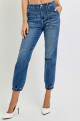 RISEN Full Size High Rise Ankle Jogger Jeans - Trendsi - Flyclothing LLC