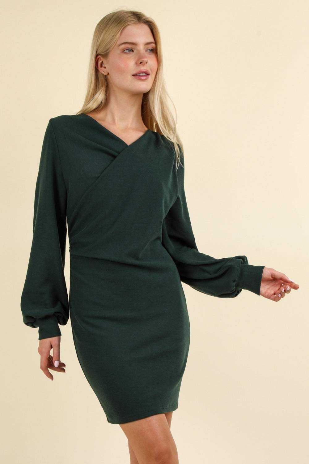 VERY J Ruched Detail Bodycon Mini Dress - Trendsi - Flyclothing LLC