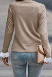 Lace Detail Round Neck Long Sleeve T-Shirt - Trendsi - Flyclothing LLC