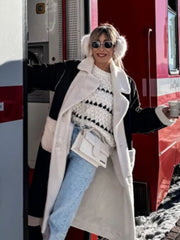 Contrast Round Neck Long Sleeve Sweater - Trendsi