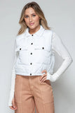 Snobbish Snap Down Quilted Crop Vest - Trendsi