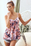 BiBi Floral Printed Jersey Knit with Tie Ribbon Front - Trendsi
