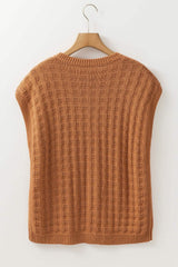 Round Neck Cap Sleeve Sweater Vest - Trendsi - Flyclothing LLC