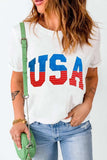 USA Round Neck Short Sleeve T-Shirt - Trendsi - Flyclothing LLC