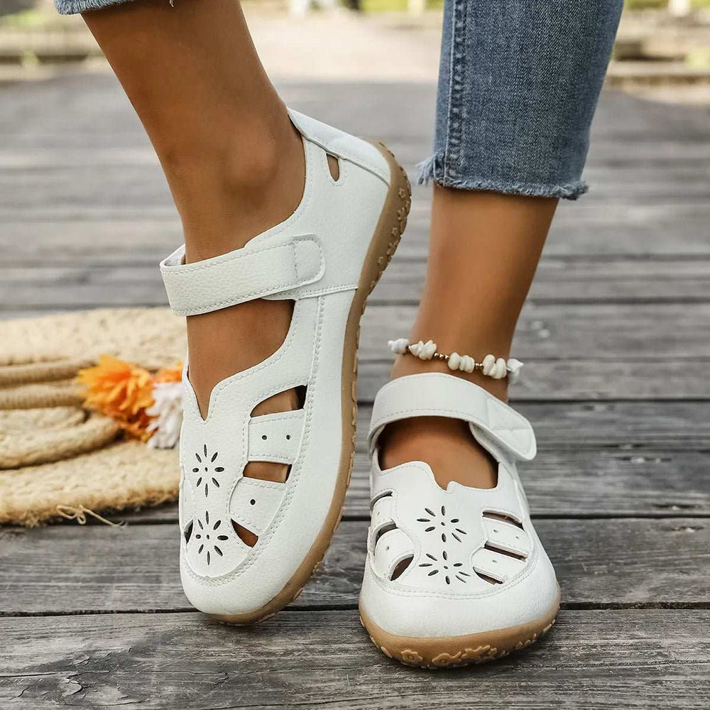Cutout Velcro Straps Sandals - Trendsi - Flyclothing LLC