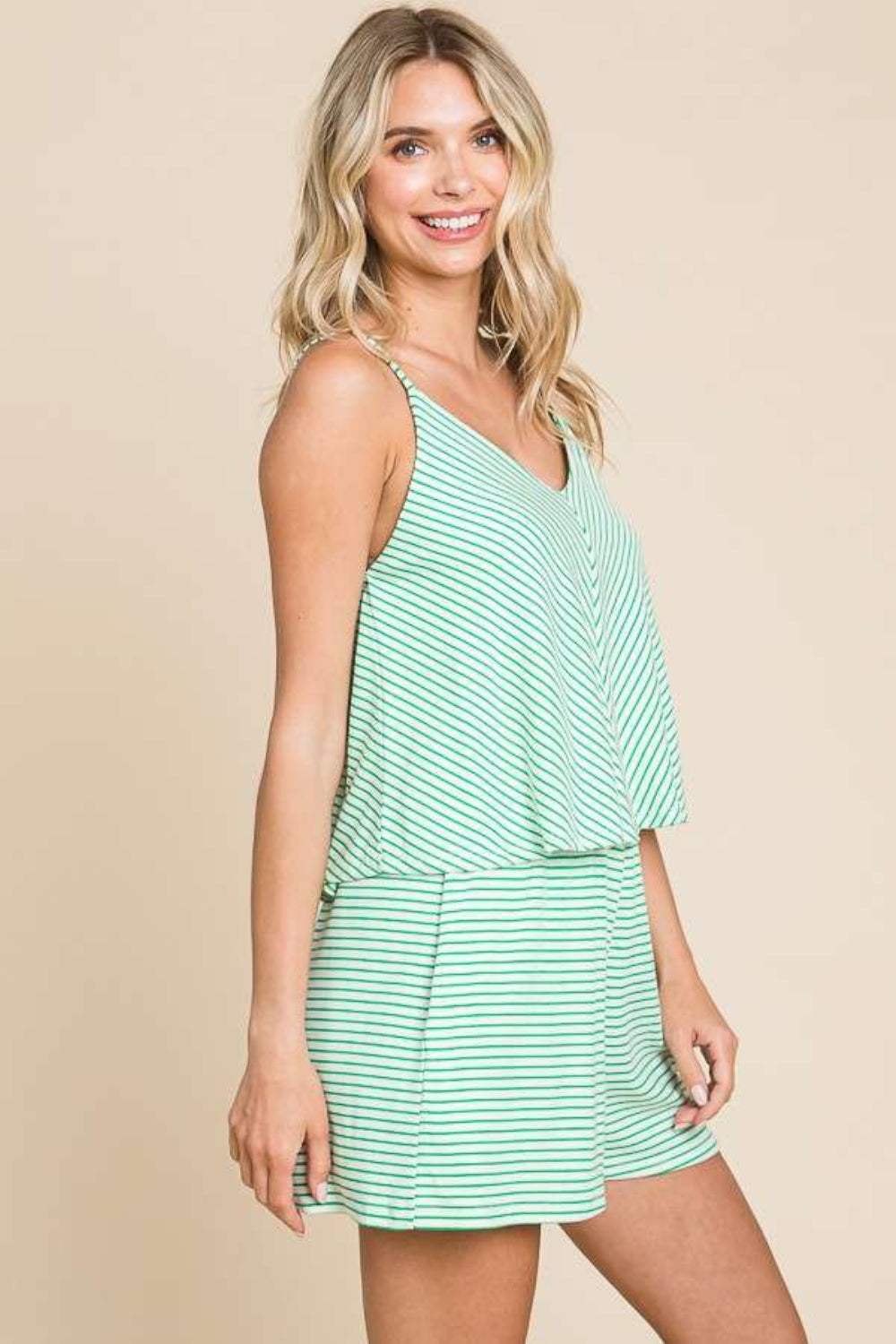 Culture Code Full Size Double Flare Striped Romper - Trendsi - Flyclothing LLC