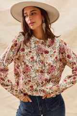 SO ME Floral Print Button Front Sweater Cardigan - Trendsi - Flyclothing LLC