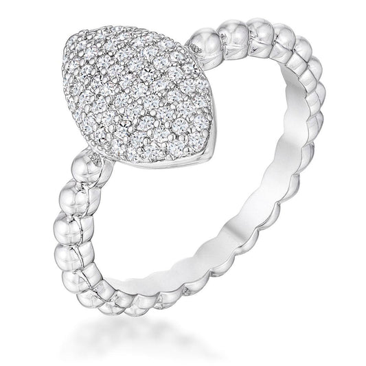 .3Ct Beautiful Oval-Designed Rhodium Ring With Clear CZ - JGI