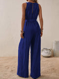 Tied Surplice Sleeveless Wide Leg Jumpsuit - Trendsi - Flyclothing LLC