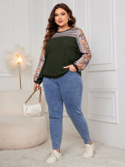 Plus Size Printed Long Sleeve Sweatshirt - Trendsi