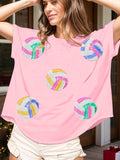 Sequin Round Neck Short Sleeve T-Shirt - Trendsi - Flyclothing LLC