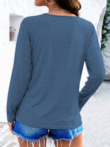 Crisscross V-Neck Long Sleeve T-Shirt - Trendsi - Flyclothing LLC
