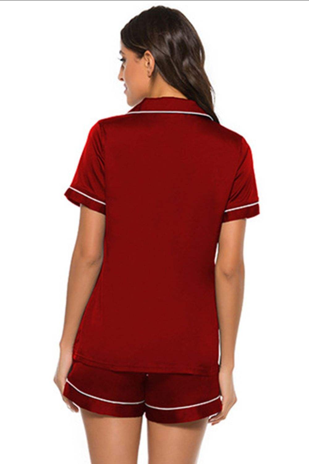Printed Button Up Short Sleeve Top and Shorts Lounge Set - Trendsi - Flyclothing LLC