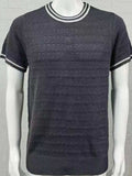 Men's Plus Size Texture Round Neck Contrast Trim T-Shirt - Trendsi - Flyclothing LLC