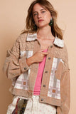 POL Corduroy Jacquard Patchwork Button Up Jacket - Trendsi
