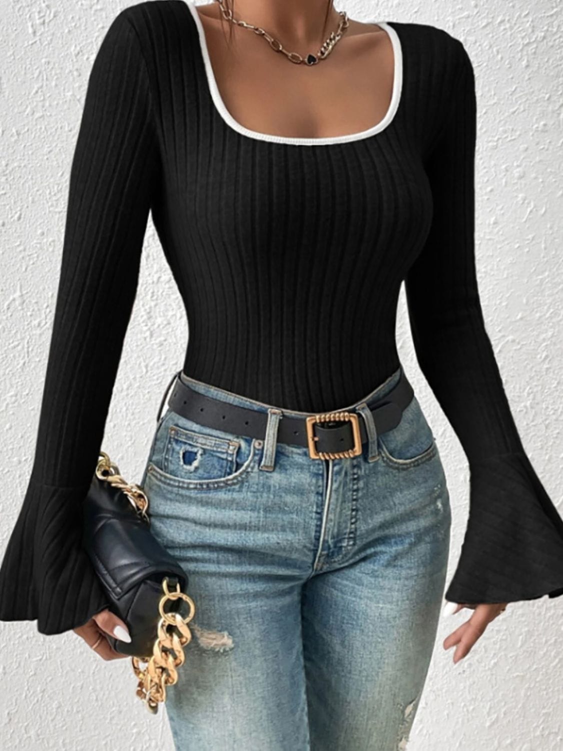 Scoop Neck Long Sleeve T-Shirt - Trendsi