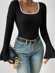 Scoop Neck Long Sleeve T-Shirt - Trendsi