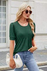 Round Neck Short Sleeve T-Shirt - Trendsi - Flyclothing LLC