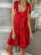 Devine Printed Tie Shoulder Overalls with Pockets - Trendsi - Flyclothing LLC