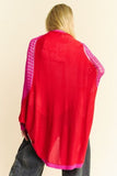 Davi & Dani Openwork Contrast Open Front Cardigan - Trendsi