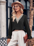 Ruffled V-Neck Flounce Sleeve Blouse - Trendsi - Flyclothing LLC