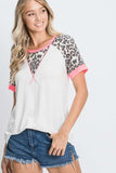 HeimishFull Size Leopard Round Neck Short Sleeve T-Shirt with Stitch Plus Size - Trendsi - Flyclothing LLC