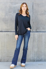 Basic Bae Full Size V-Neck Long Sleeve Top - ShopBasicbae - Flyclothing LLC
