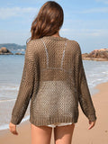 Heart Openwork Long Sleeve Cover-Up - Trendsi - Flyclothing LLC