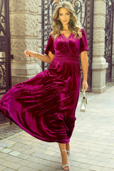 Tiered Notched Short Sleeve Dress with Pockets - Trendsi - Flyclothing LLC