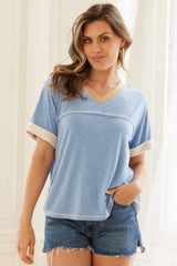 Hailey & Co Contrast Trim Short Sleeve T-Shirt - Trendsi
