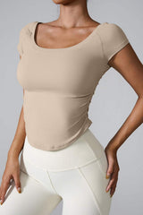 Round Neck Short Sleeve Active T-Shirt - Trendsi - Flyclothing LLC