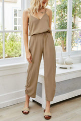 V-Neck Spaghetti Strap Sleeveless Jumpsuit - Trendsi - Flyclothing LLC
