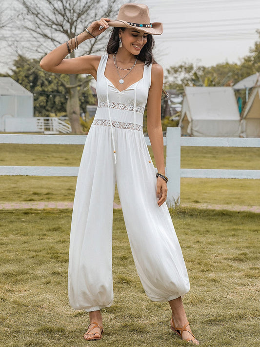Backless Wide Strap Wide Leg Jumpsuit - Trendsi