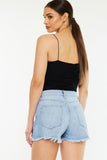 Kancan Raw Hem Distressed High Waist Denim Shorts - Trendsi