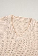 V-Neck Dropped Shoulder Long Sleeve Sweater - Trendsi - Flyclothing LLC