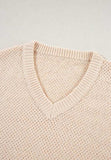 V-Neck Dropped Shoulder Long Sleeve Sweater - Trendsi - Flyclothing LLC