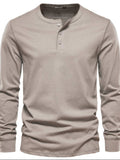 Men's Full Size Quarter Button Round Neck Long Sleeve T-Shirt Plus Size - Trendsi - Flyclothing LLC