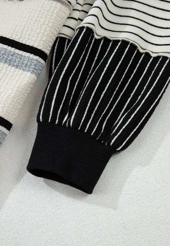 Striped Patchwork Long Sleeve Mini Dress - Trendsi - Flyclothing LLC