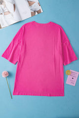 Slit Round Neck Half Sleeve T-Shirt - Trendsi - Flyclothing LLC