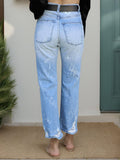 Distressed Straight Jeans with Pockets - Trendsi